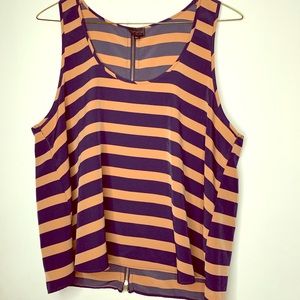 Used Topshop Navy and Tan Blouse